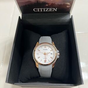 BRAND NEW Citizen Woman’s Watch with Gray Band and Gold Details